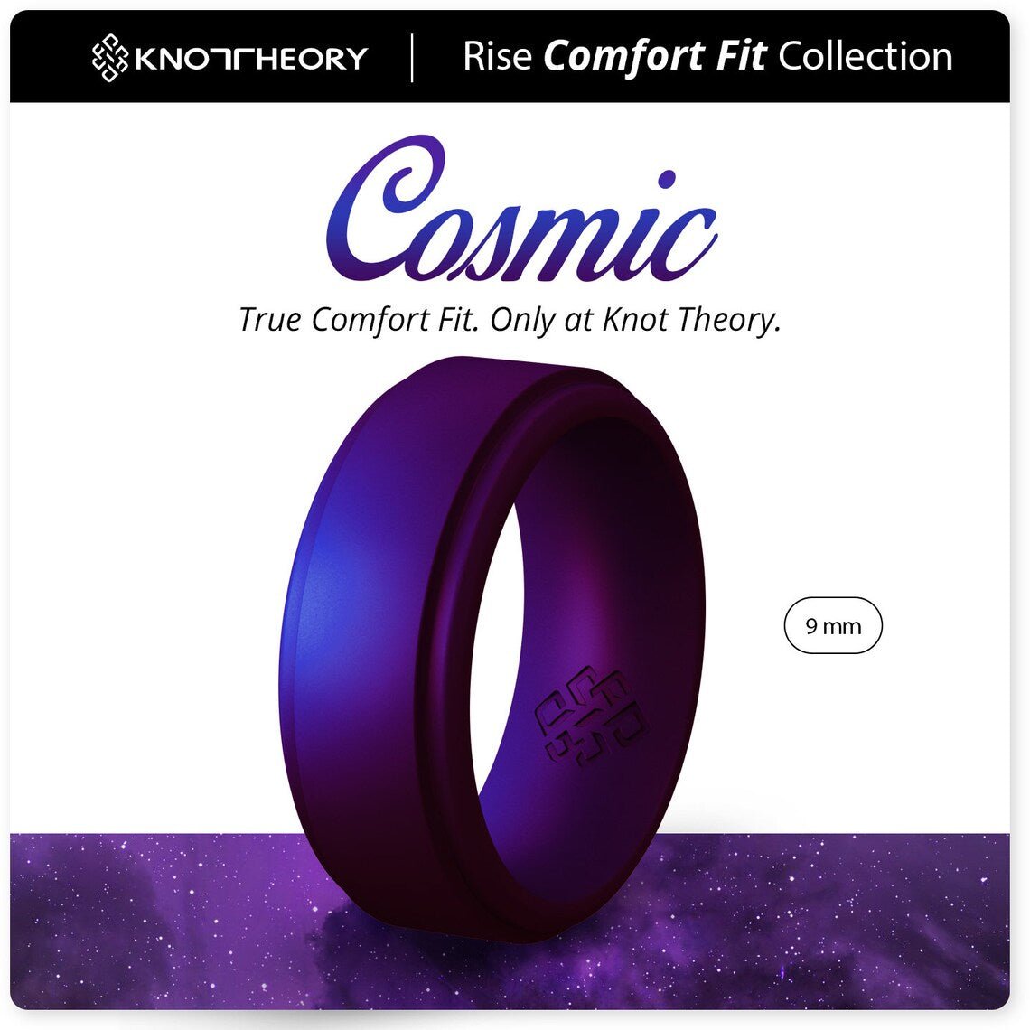 Cosmic Purple Step Edge Breathable Silicone Ring for Men - Knot Theory