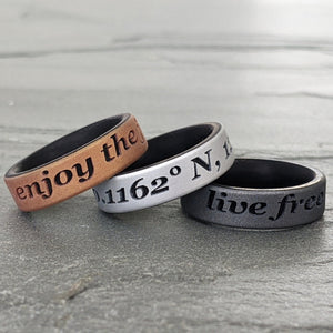 Custom Engraved Dual Layer Silicone Ring - Coordinates and More - Knot Theory