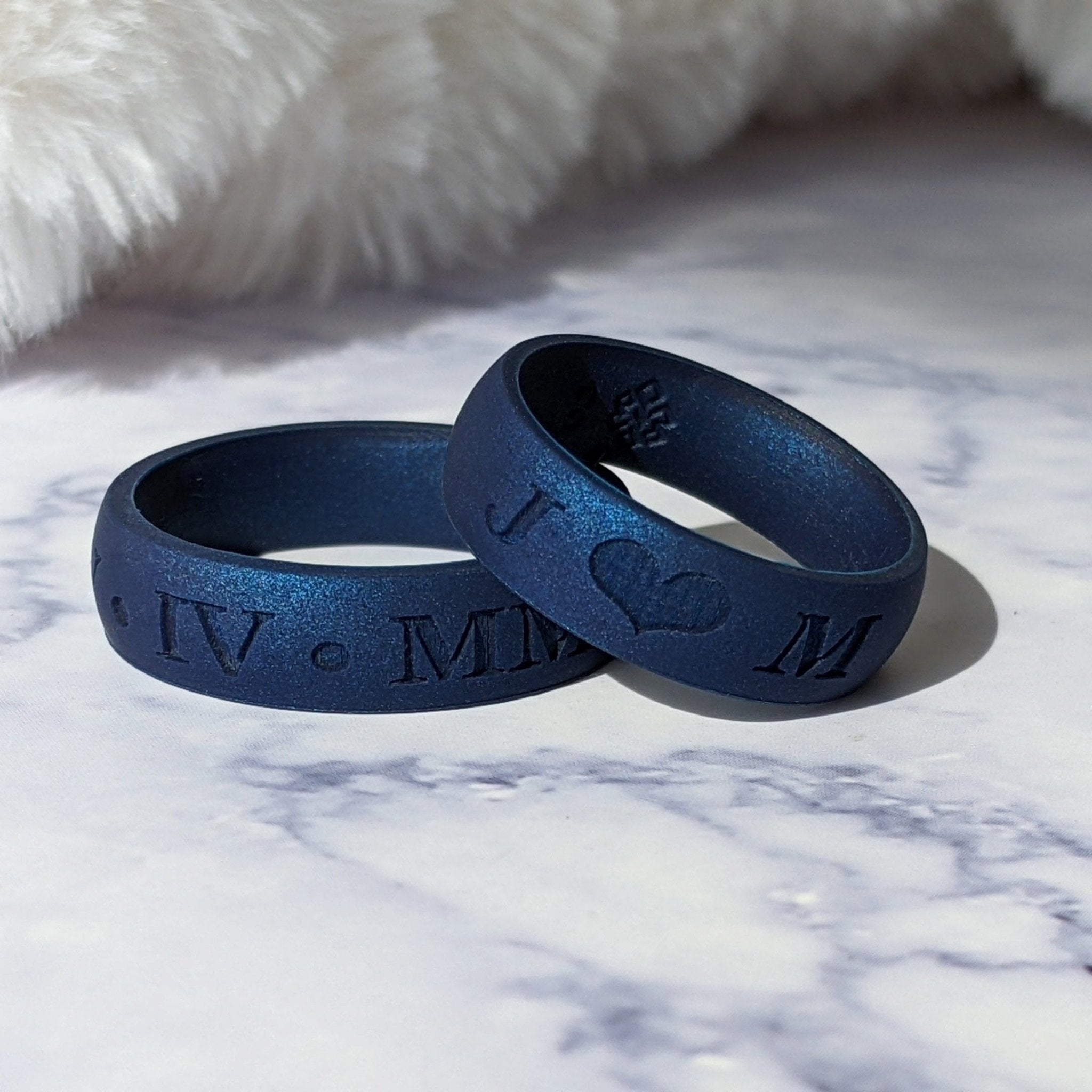 Custom Engraved Silicone Rings in Sapphire Blue and More Colours - Knot Theory
