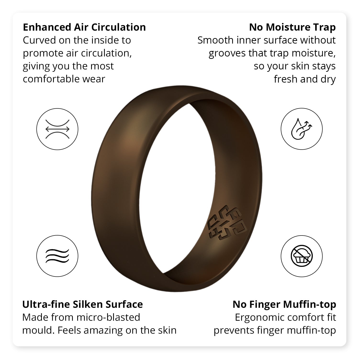 Dark Bronze Breathable Silicone Ring For Men