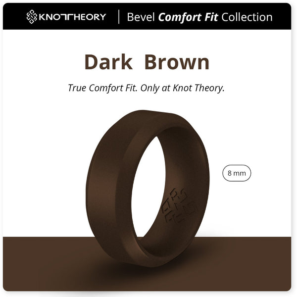 Dark Brown Bevel Edge Breathable Silicone Ring for Men - Knot Theory