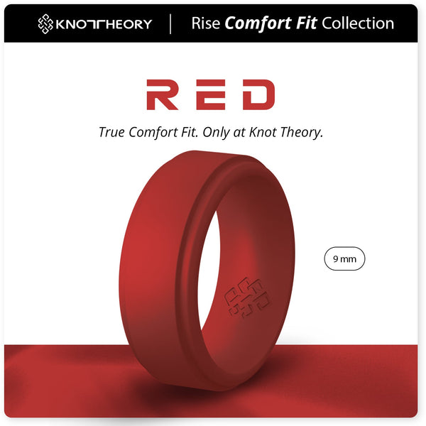 Deep Red Step Edge Breathable Silicone Ring for Men - Knot Theory