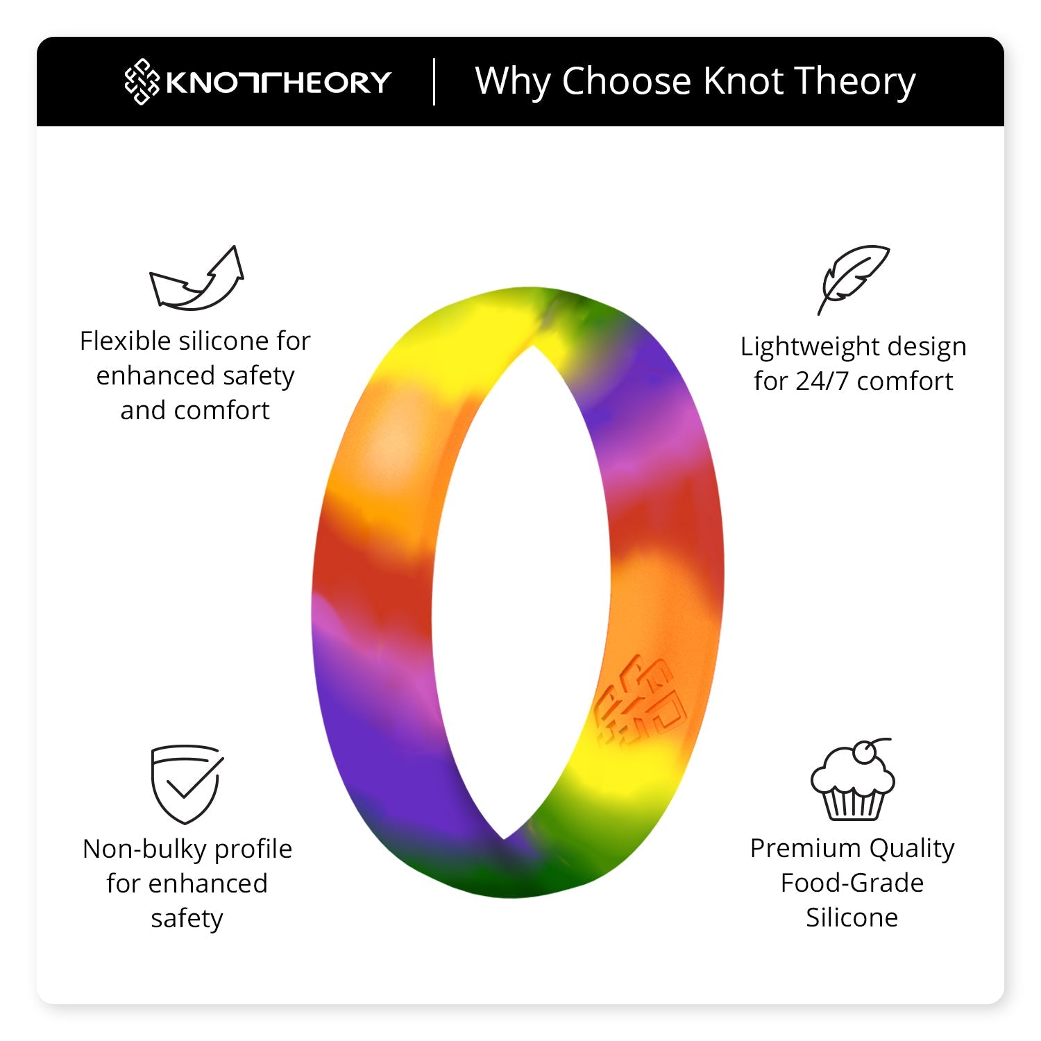 Double Rainbow Breathable Silicone Ring - Knot Theory