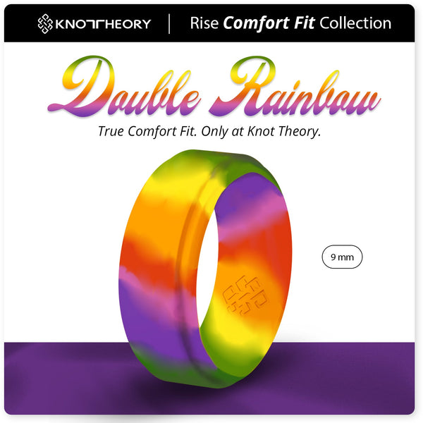 Double Rainbow Step Edge Breathable Silicone Ring - Knot Theory