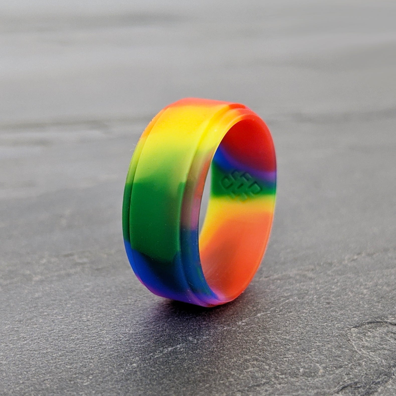 Double Rainbow Step Edge Breathable Silicone Ring - Knot Theory