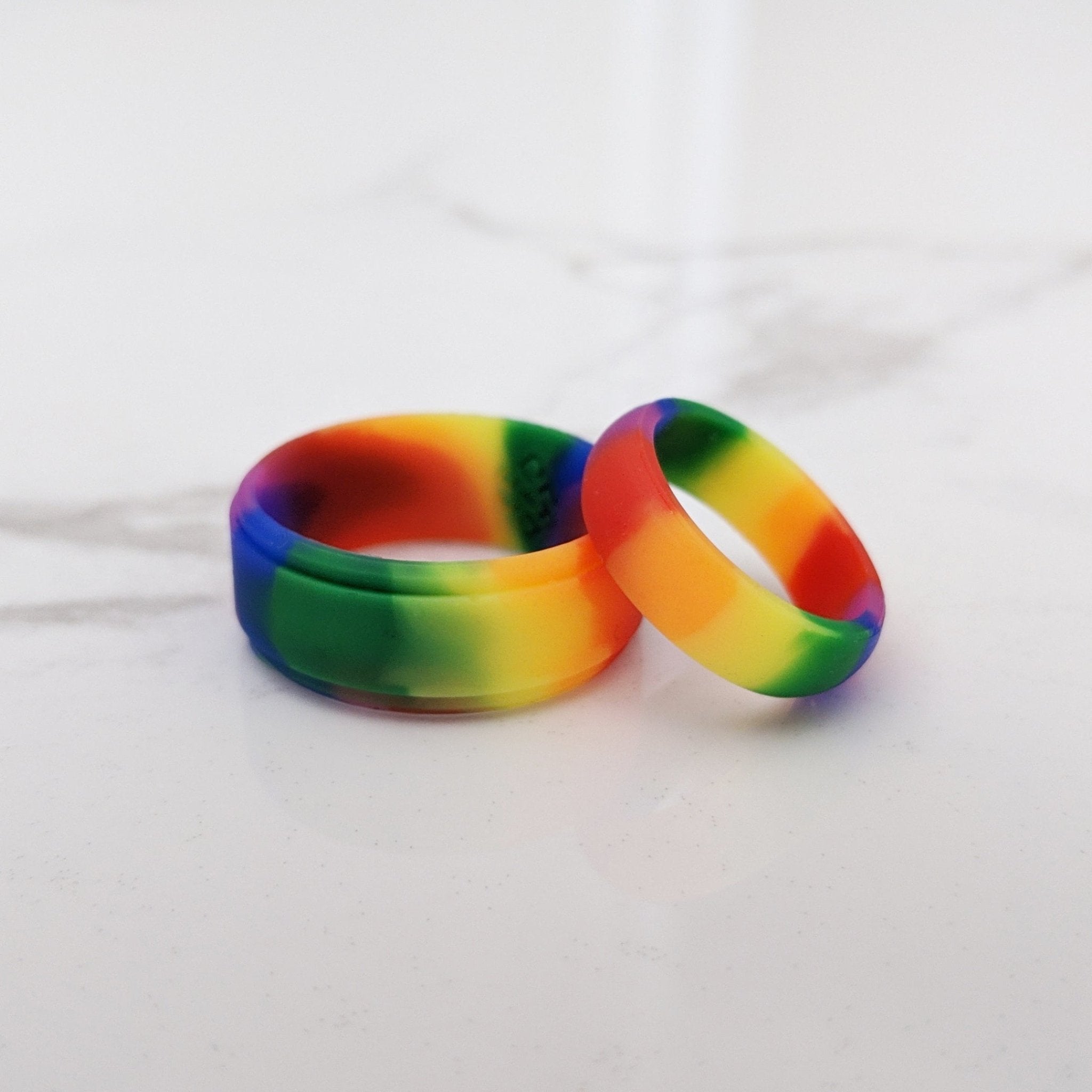 Double Rainbow Step Edge Breathable Silicone Ring - Knot Theory