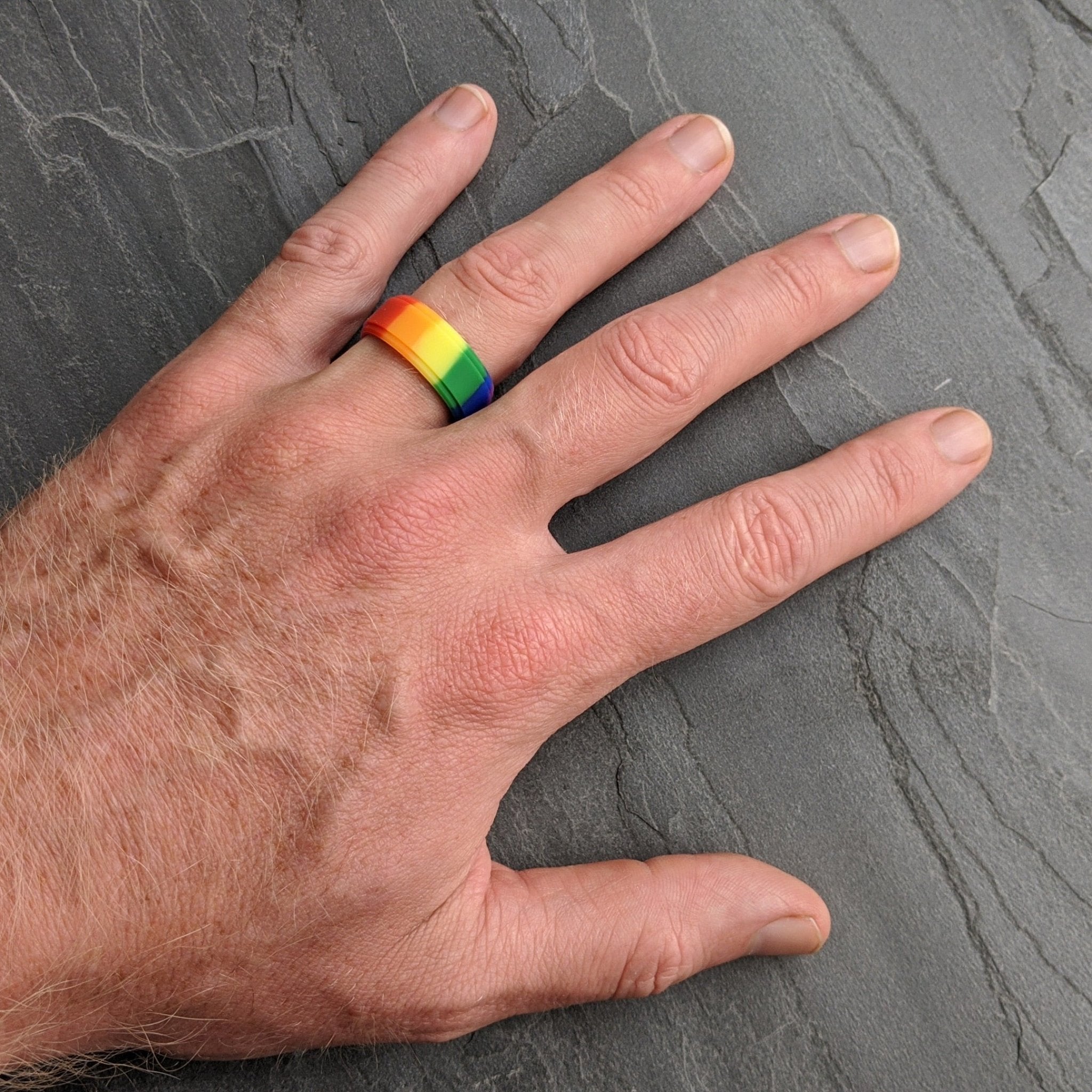 Double Rainbow Step Edge Breathable Silicone Ring - Knot Theory