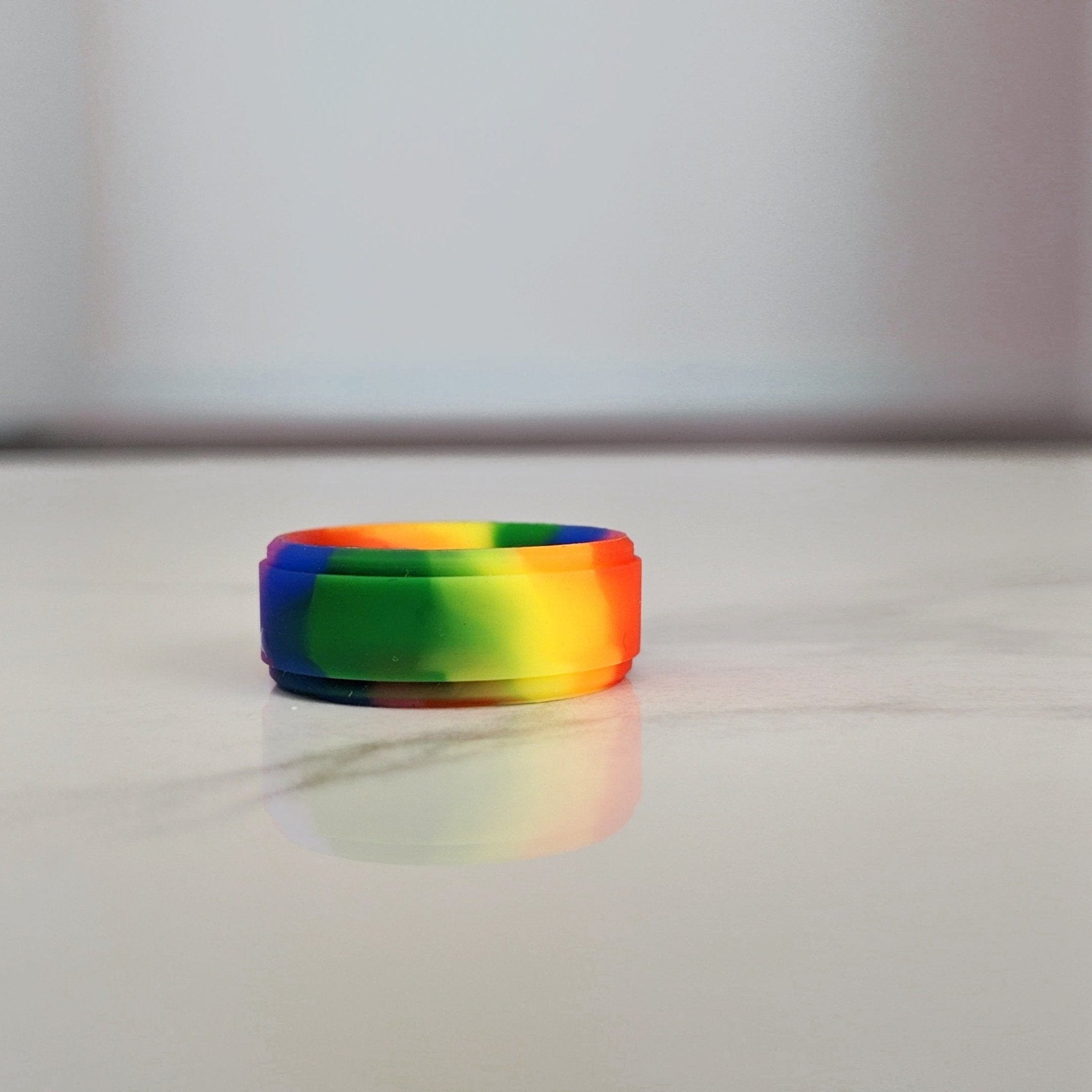 Double Rainbow Step Edge Breathable Silicone Ring - Knot Theory