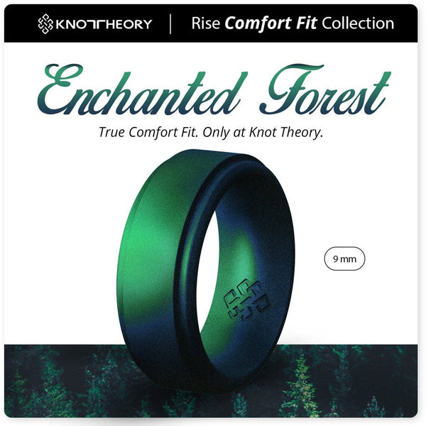 Enchanted Green Forest Step Edge Breathable Silicone Ring for Men - Knot Theory