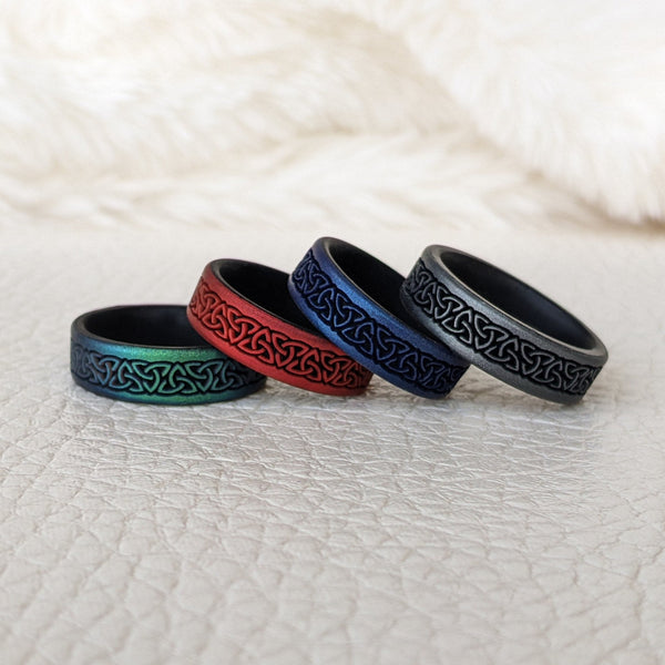Engraved Trinity Band Silicone Ring - Dual Layer - Knot Theory