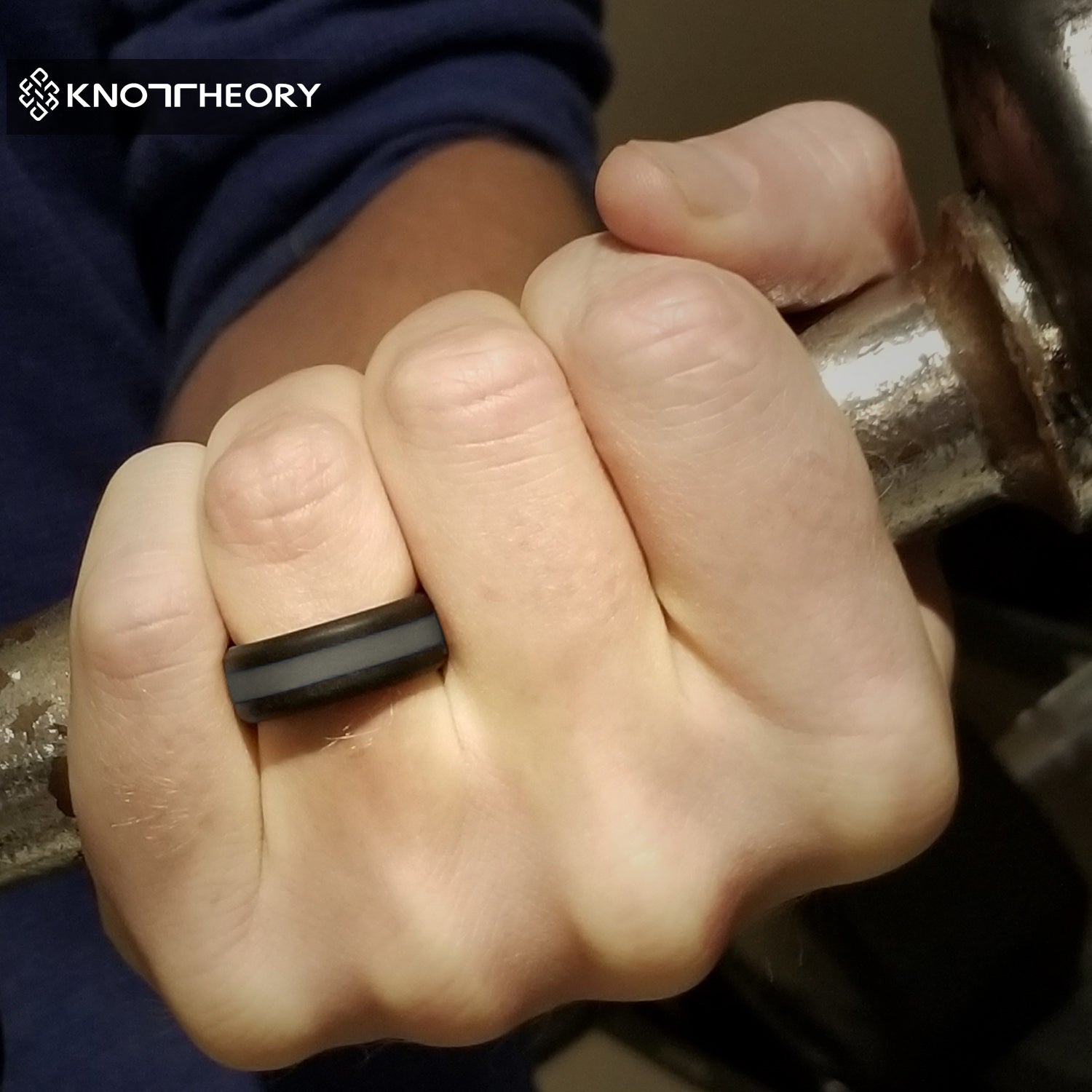 Dark Grey Stripe Silicone Ring For Men and Women