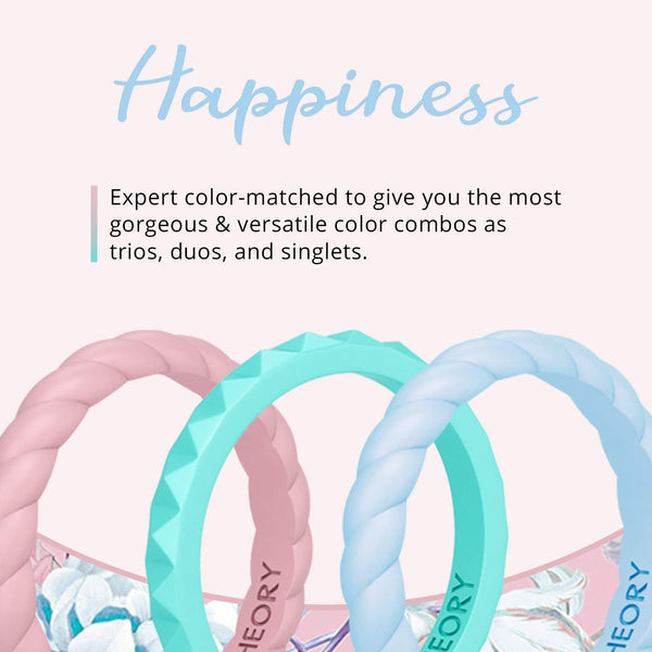 Happiness Stackable 3-Pack Silicone Rings For Women - Knot Theory