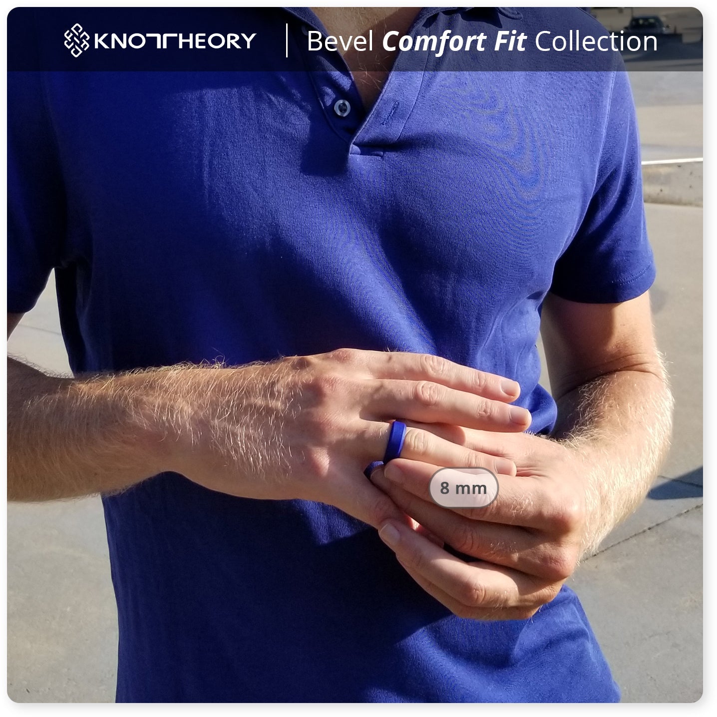 Indigo Dark Purple Bevel Edge Breathable Silicone Ring for For Men - Knot Theory