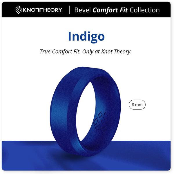 Indigo Dark Purple Bevel Edge Breathable Silicone Ring for For Men - Knot Theory