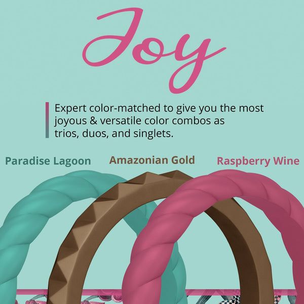 Joy Stackable 3-Pack Silicone Rings For Women - Knot Theory