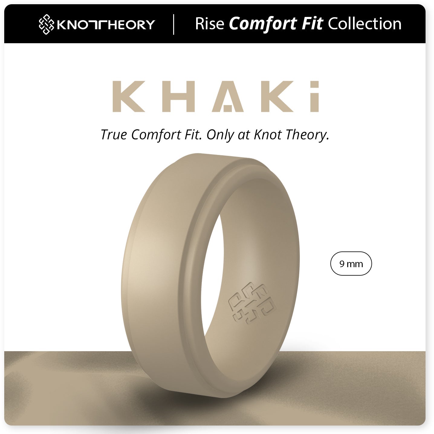 Khaki Light Brown Step Edge Breathable Silicone Ring for Men - Knot Theory