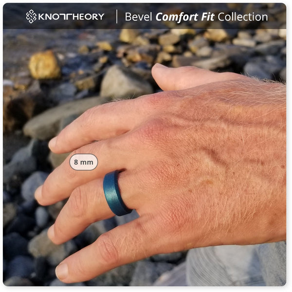 Lagoon Teal Bevel Edge Breathable Silicone Ring For Men - Knot Theory