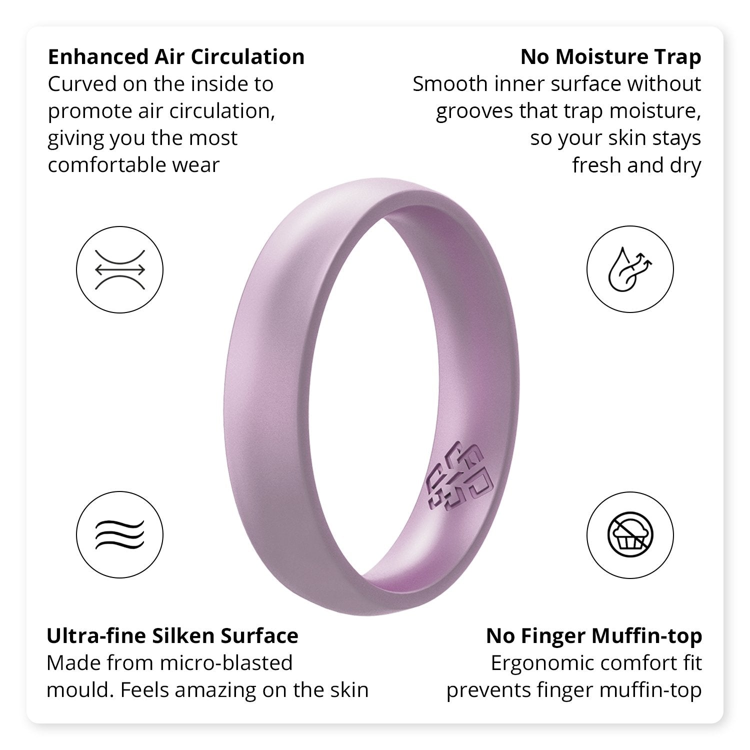 Lavender Purple - Pearly Breathable Silicone Ring For Women - Knot Theory