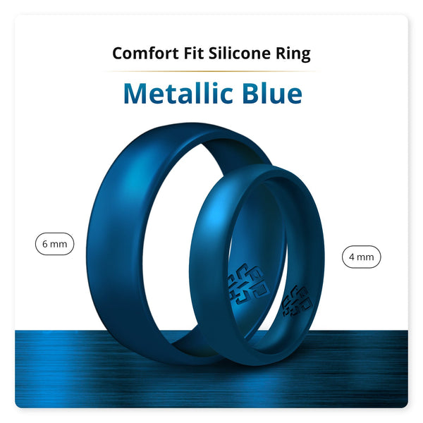 Metallic Blue Breathable Silicone Ring For Men and Women - Knot Theory