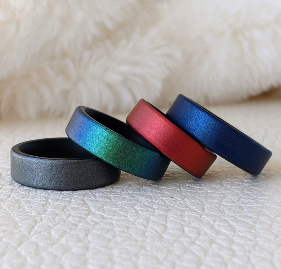 Metallic Blue Dual Layer Breathable Silicone Ring - Knot Theory