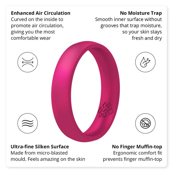 Metallic Fuchsia Breathable Silicone Ring for Women - Knot Theory