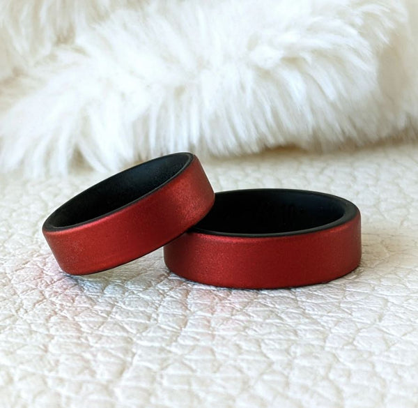 Metallic Red Dual Layer Breathable Silicone Ring - Knot Theory