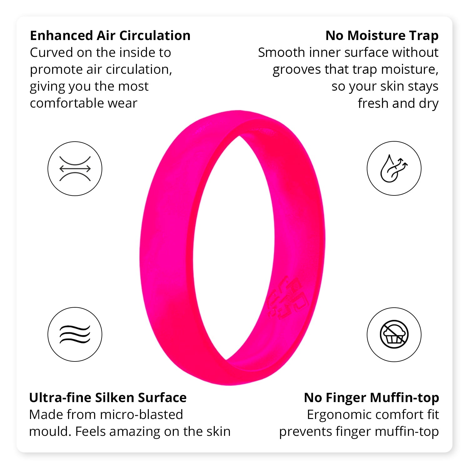 Neon Hot Pink Breathable Silicone Ring - Knot Theory