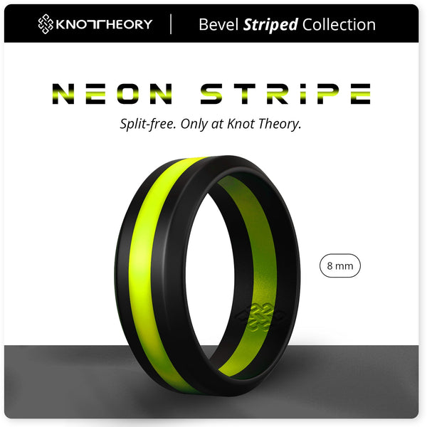 Neon Yellow Stripe Silicone Ring for Men - Knot Theory