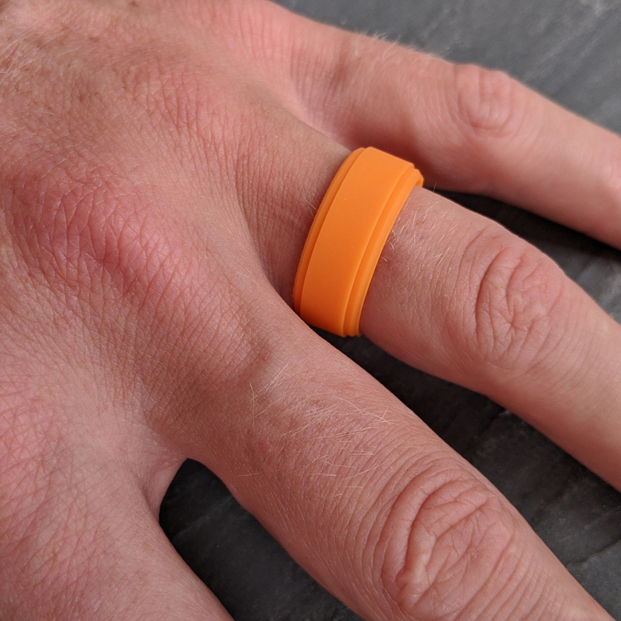 Orange Step Edge Breathable Comfort Fit Silicone Ring - Knot Theory