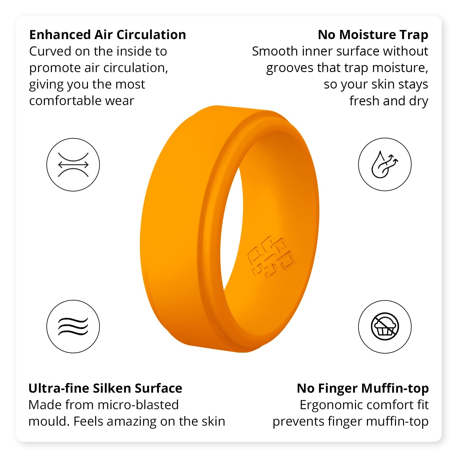 Orange Step Edge Breathable Comfort Fit Silicone Ring - Knot Theory