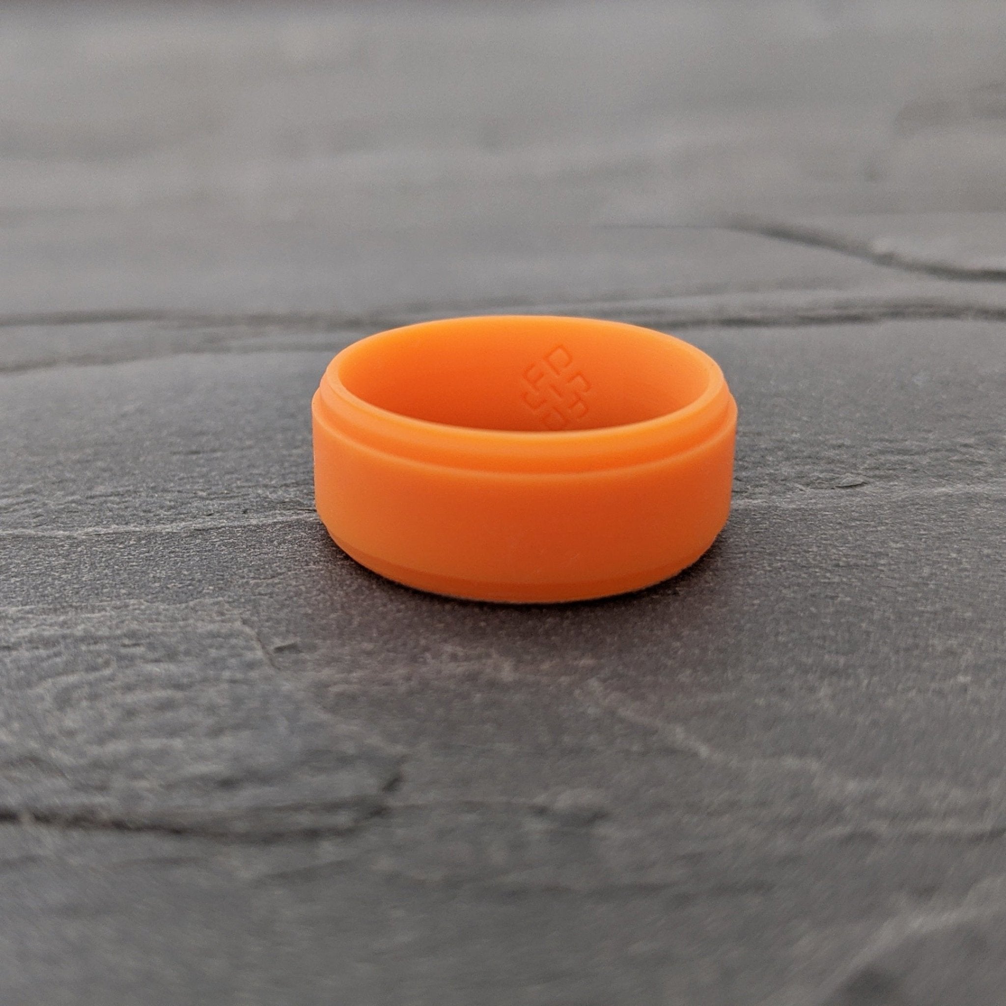 Orange Step Edge Breathable Comfort Fit Silicone Ring