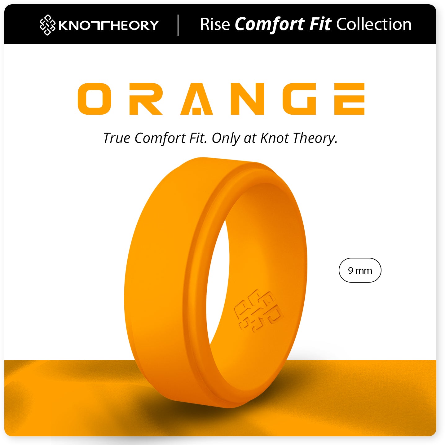 Orange Step Edge Breathable Comfort Fit Silicone Ring - Knot Theory