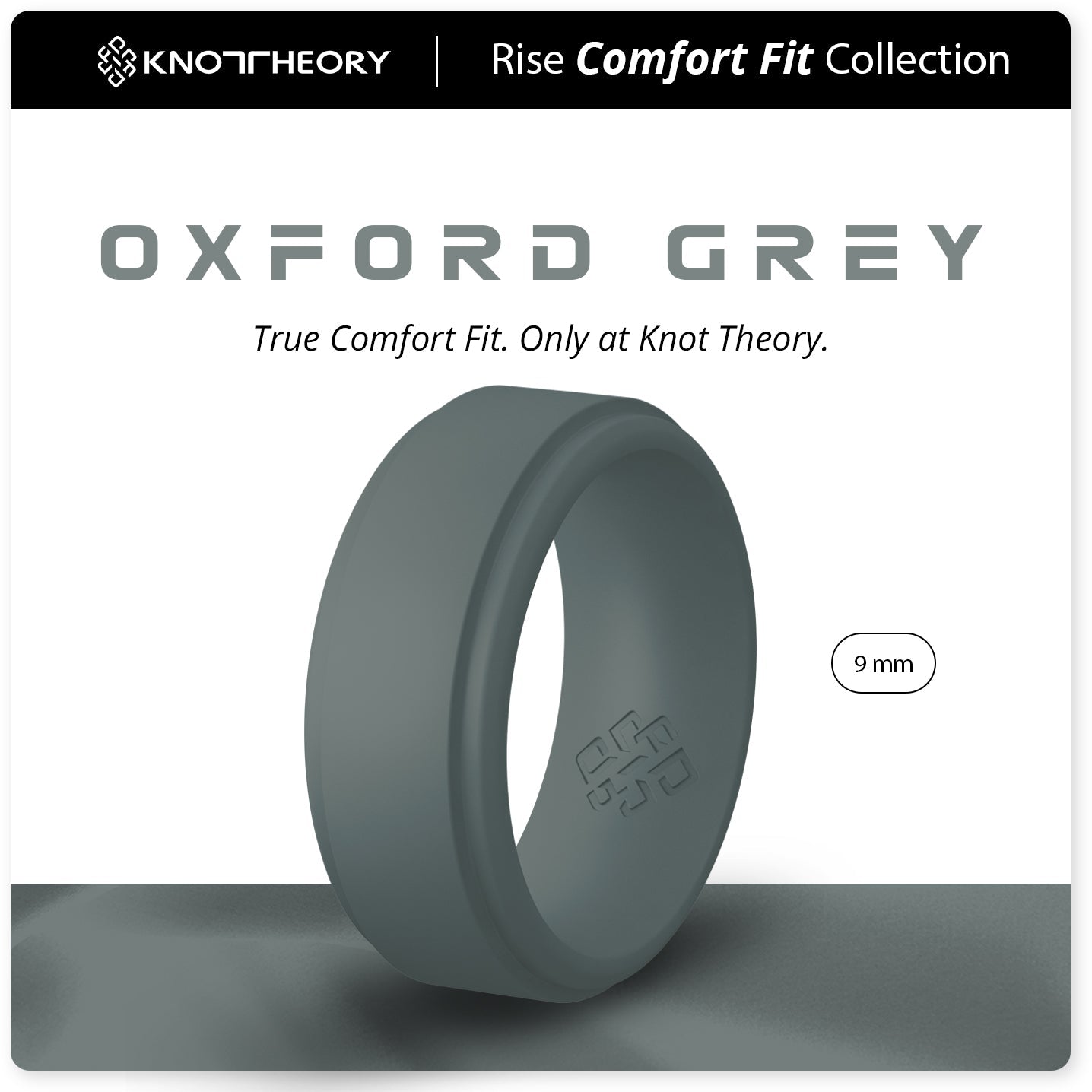 Oxford Grey Step Edge Breathable Silicone Ring for Men - Knot Theory