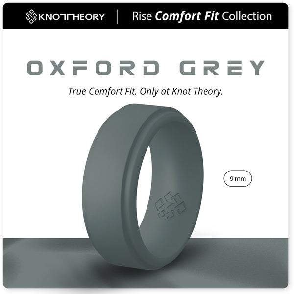 Oxford Grey Step Edge Breathable Silicone Ring for Men - Knot Theory