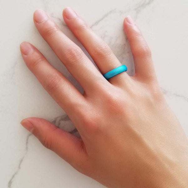 Pearl Aquamarine Breathable Silicone Ring for Women - Knot Theory