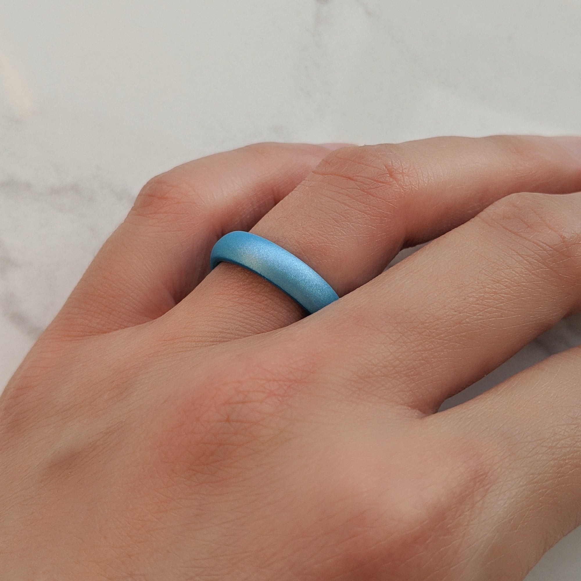 Pearl Baby Blue Breathable Silicone Ring for Women - Knot Theory