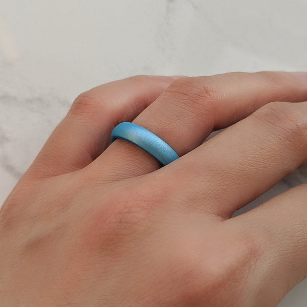 Pearl Baby Blue Breathable Silicone Ring for Women - Knot Theory
