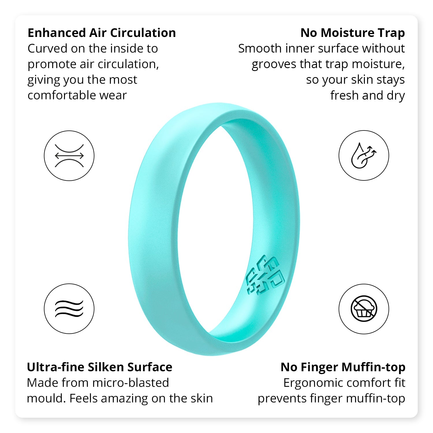 Pearl Baby Blue Breathable Silicone Ring for Women - Knot Theory