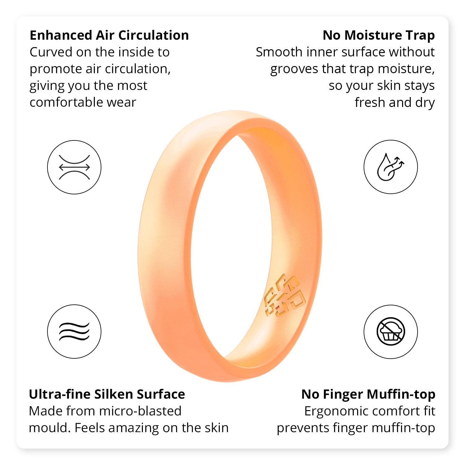 Pearl Baby Orange Breathable Silicone Ring for Women - Knot Theory