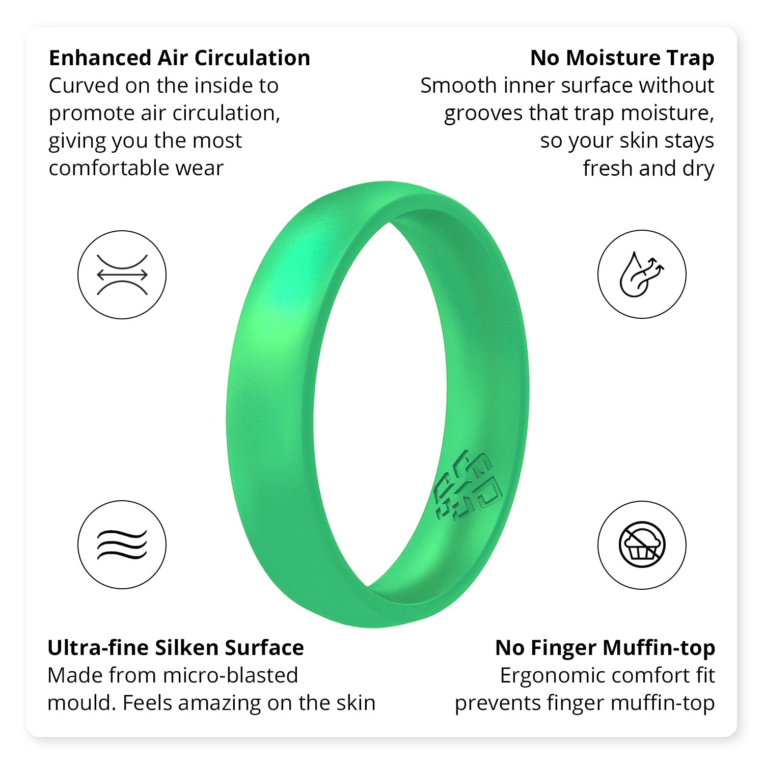 Pearl Green Breathable Silicone Ring for Women - Knot Theory