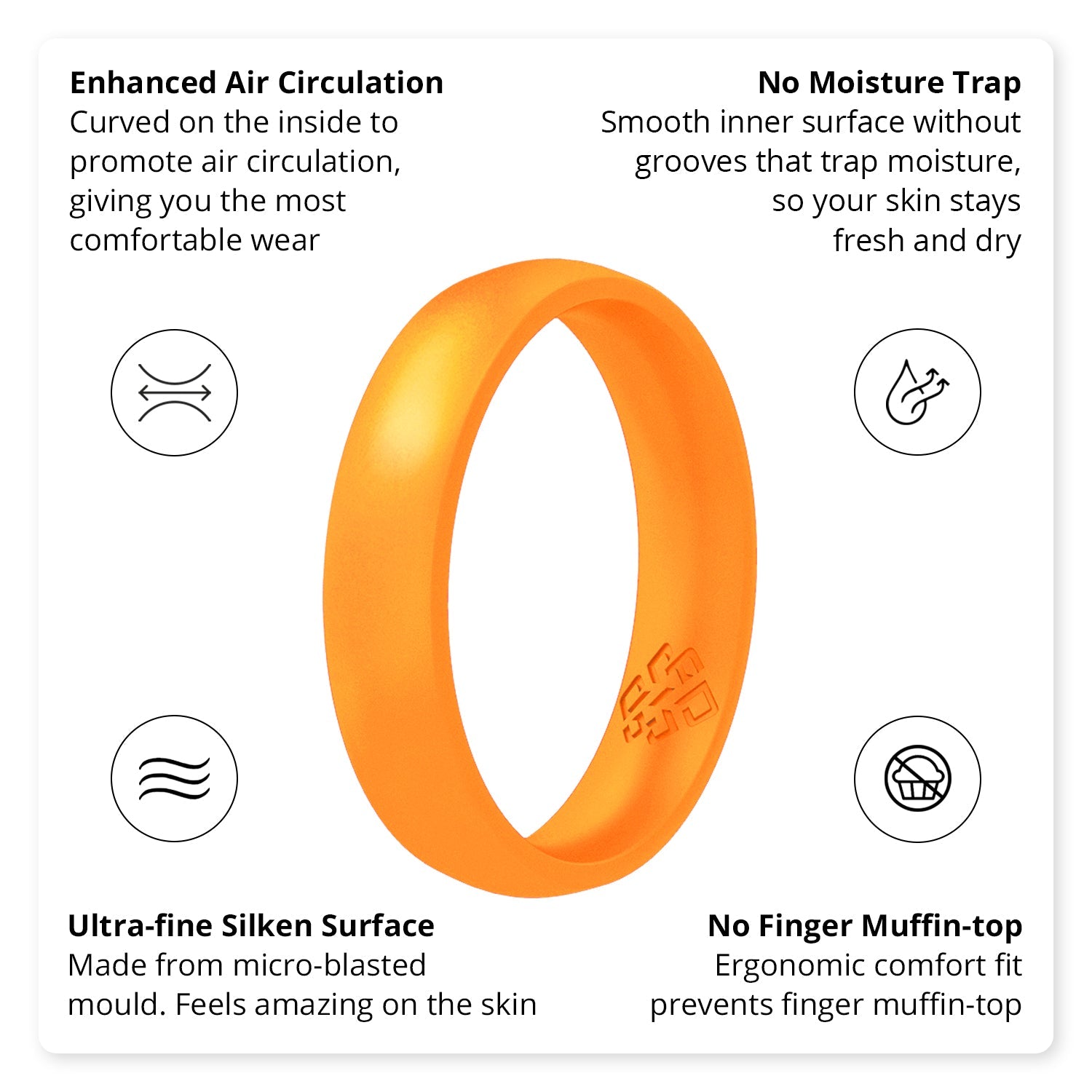Pearl Orange Breathable Silicone Ring for Women - Knot Theory
