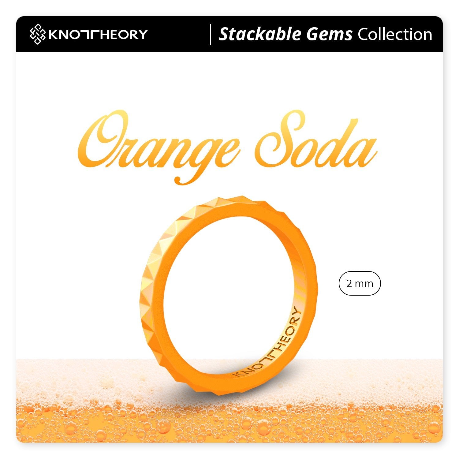 Pearl Orange Pyramid Stackable Slim Thin Silicone Ring for Women - Knot Theory