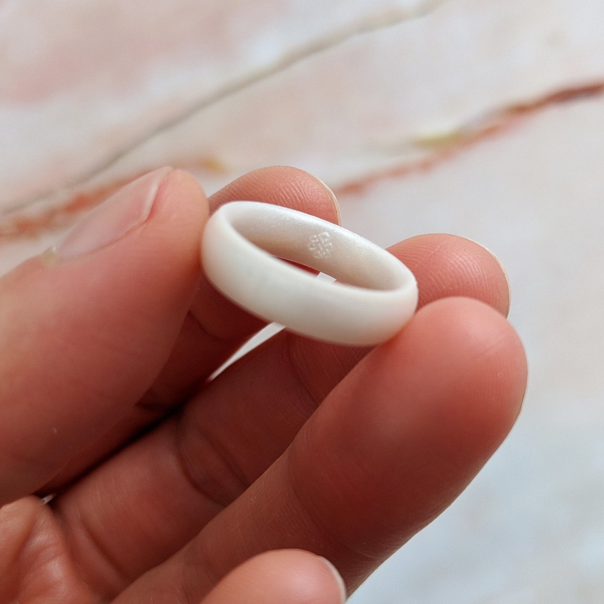 Pearl White Breathable Silicone Ring For Men and Women