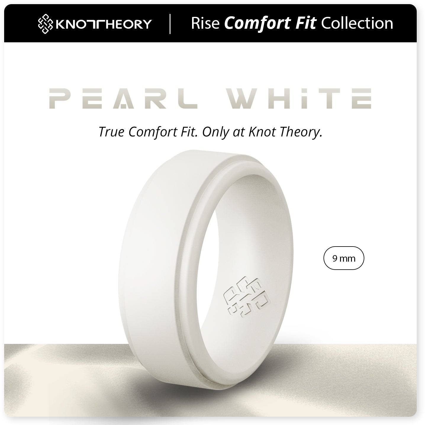 Pearl White Step Edge Breathable Silicone Ring for Men - Knot Theory