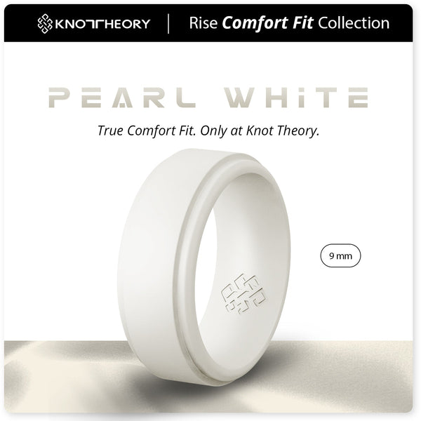 Pearl White Step Edge Breathable Silicone Ring for Men - Knot Theory
