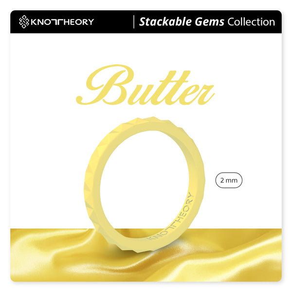 Pearl Yellow Pyramid Stackable Slim Thin Silicone Ring for Women - Knot Theory