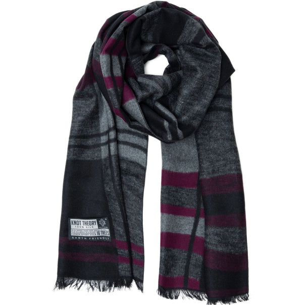 Purple Grey Tartan Eco Scarf - Softer than Cashmere 100% Silk - Knot Theory