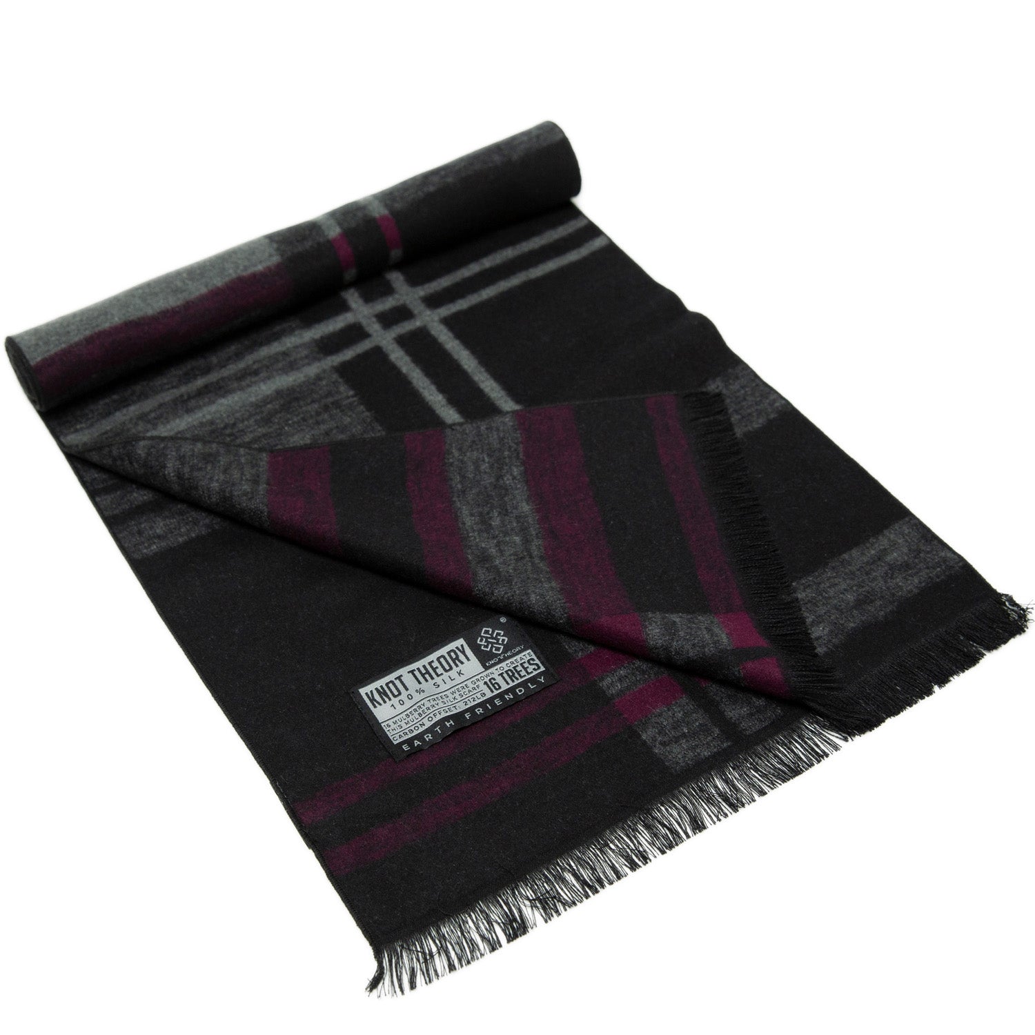 Purple Grey Tartan Eco Scarf - Softer than Cashmere 100% Silk - Knot Theory