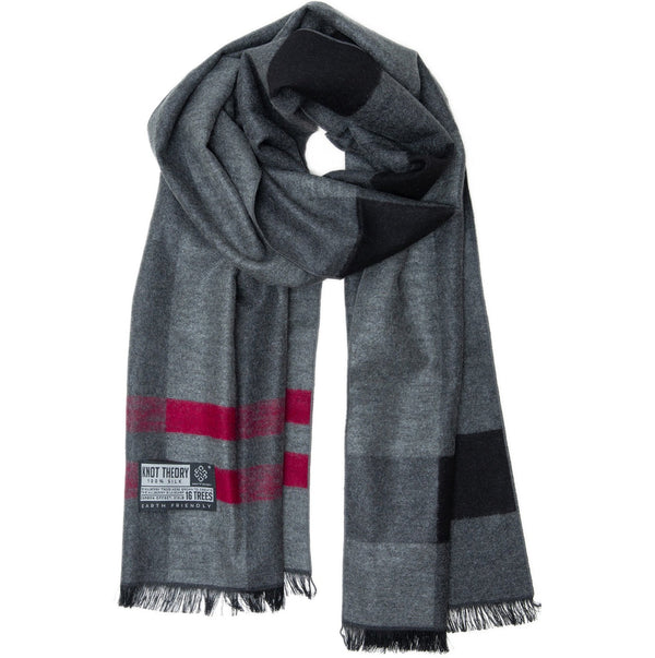 Red Grey Tartan Eco Scarf - Softer than Cashmere 100% Silk - Knot Theory