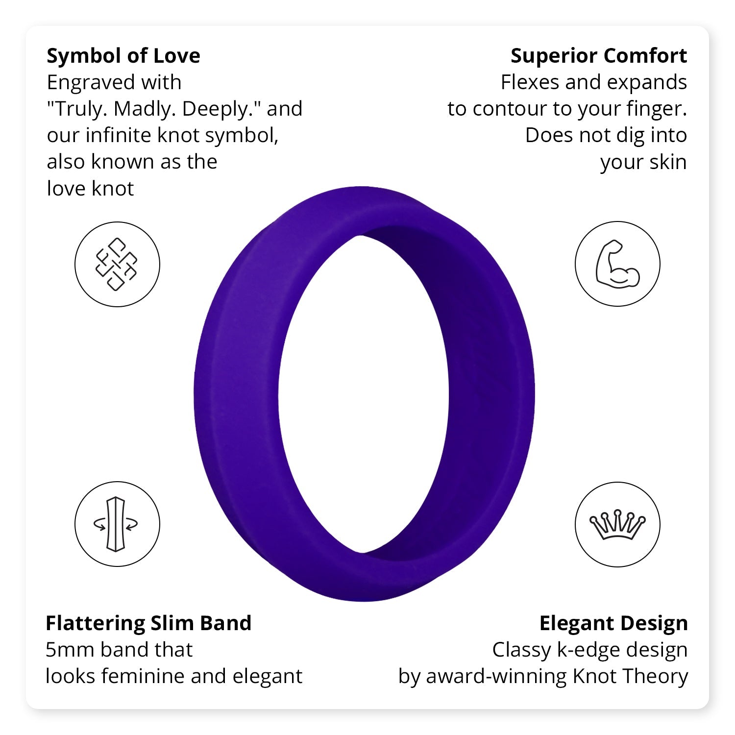 Royal Purple K-Edge Silicone Ring For Women - Knot Theory